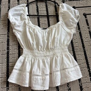 Kendall & Kylie White Smocked Blouse